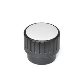 EN 5910 Technopolymer Plastic Torque Limiting Knurled Knobs, Adjustable Torque, with Steel Tapped Insert 