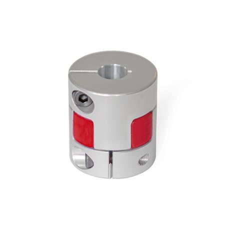 GN 2240 Aluminum Elastomer Jaw Couplings, with Clamping Hub, with Metric-Inch Bores Bore code: B - Without keyway
Hardness: RS - 98 shore A, red