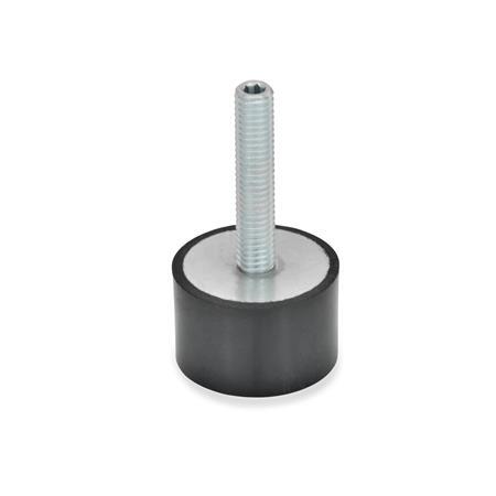 GN 439 Steel Vibration Damping Leveling Feet, Threaded Stud Type, with Rubber Pad 
