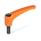 EN 602 Zinc Die-Cast Adjustable Levers, Ergostyle®, Threaded Stud Type, with Steel Components Color: OS - Orange, RAL 2004, textured finish