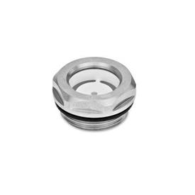 GN 743.4 Stainless Steel Fluid Sight Glasses, with Float Glass Type: A - With reflector