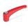 EN 602.1 Zinc Die-Cast Adjustable Levers, Tapped or Plain Bore Type, with Stainless Steel Components, Ergostyle® Color: RS - Red, RAL 3000, textured finish
