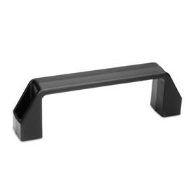 EN 528 Technopolymer Plastic, Cabinet "U" Handles, with Counterbored Mounting Holes Material: PP - Plastic<br />Color: SW - Black, RAL 9005, matte finish