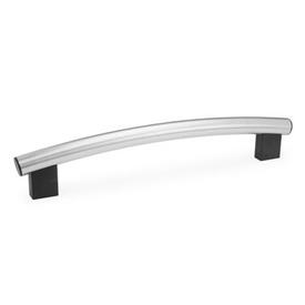 GN 666.4 Aluminum / Stainless Steel Tubular Arch Handles, Aluminum Handle Legs, with Tapped Inserts Finish: NG - Ground, matte shiny finish