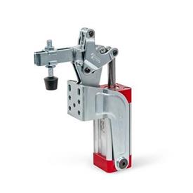 GN 862 Steel Pneumatic Toggle Clamps, with Vertical Mounting Base Type: CPV - U-bar version, with two flanged washers and GN 708.1 spindle assembly