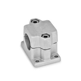 GN 147 Aluminum Flanged Connector Clamps, Split Assembly, with 4 Mounting Holes Bildvarianten: B - Bore<br />Finish: BL - Plain finish, Matte shot-blasted finish