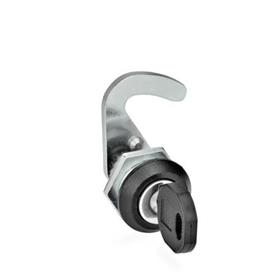 GN 115.8 Zinc Die-Cast Cam Locks with Hook, with Operating Elements  Type: SC - With key (Keyed alike)<br />Identification no.: 1 - Without latch bracket<br />Finish (Housing collar): SW - Black, RAL 9005, textured finish