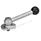 GN 918.6 Stainless Steel Clamping Cam Units, Upward Clamping, with Threaded Bolt Type: KV - With ball lever, angular (serrations)
Clamping direction: L - By counter-clockwise rotation