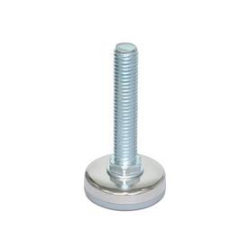 SN 946 Steel Willi Glide Leveling Mounts, Fixed Threaded Stud Type, with Plastic / Rubber Pad 