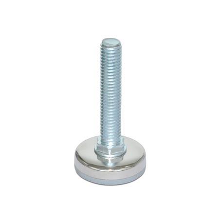 SN 946 Steel Willi Glide Leveling Mounts, Fixed Threaded Stud Type, with Plastic / Rubber Pad 