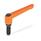 WN 306 Nylon Plastic Adjustable Levers, with Special-Tipped Threaded Studs Color: OS - Orange, RAL 2004, textured finish
Type: MS - Brass tip