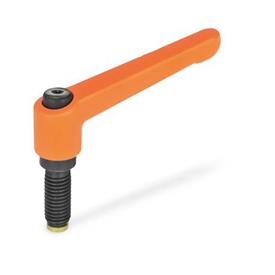 WN 306 Nylon Plastic Adjustable Levers, with Special-Tipped Threaded Studs Color: OS - Orange, RAL 2004, textured finish<br />Type: MS - Brass tip