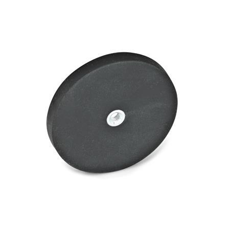 GN 51.5 Aimants de retenue en acier, en forme de disque, à trou taraudé, avec gaine en caoutchouc Couleur: SW - Noir