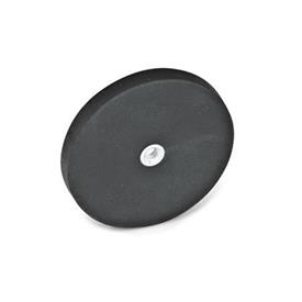 GN 51.5 Imanes de retención, de acero, forma de disco, con agujero roscado, con cubierta de caucho Color: SW - Negro