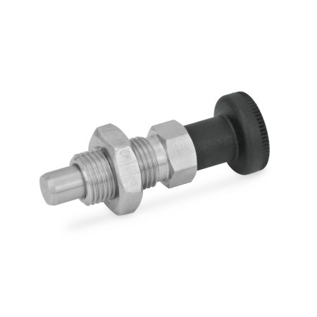 Posicionadores de indexado GN 717: Acero inoxidable, con bloqueo y sin bloqueo, con perilla