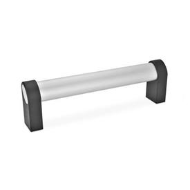 GN 335 Aluminum Oval Tubular Handles, with Zinc Die-Cast Handle Legs, with Inclined Handle Profile Type: A - Mounting from the back (tapped blind hole)<br />Finish: EL - Anodized finish, natural color