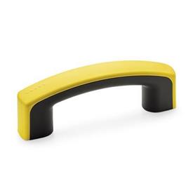 EN 629 Poignées étriers en plastique, avec capuchon Couleur du capuchon: DGB - Jaune, RAL 1021, finition mate