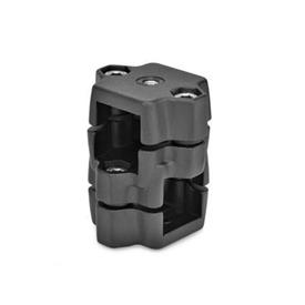 GN 134.7 Aluminum Two-Way Connector Clamps, with Locating Option Type: G - With thread<br />Finish: SW - Black, RAL 9005, textured finish