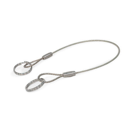 Retaining Cables GN 111.8: Stainless Steel AISI 316, with 2 Key Rings or 1 Key Ring and 1 Mounting Tab