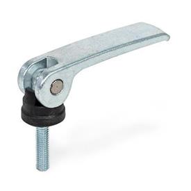 GN 927.3 Steel Clamping Levers with Eccentrical Cam, Threaded Stud Type, with Plastic Contact Plate Type: B - Plastic contact plate without setting nut