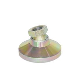  MLPSO Pieds de mise à niveau LEVEL-IT™ à filetage métrique, type articulation taraudée en acier Type: A1 - Douille en acier et socle en acier, finition zinguée jaune