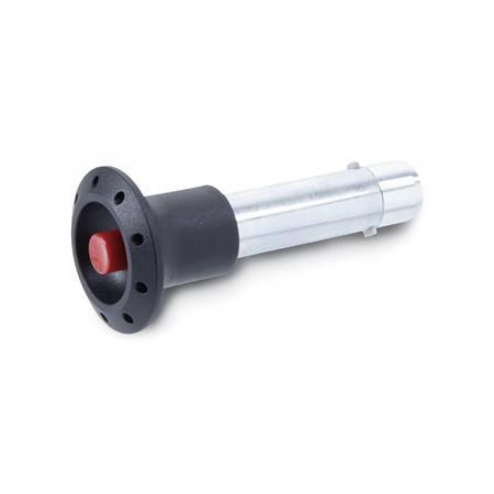 GN 114.2 Plastic Rapid Release Pins, with Steel Shank, with Axial Lock (Pawl) 