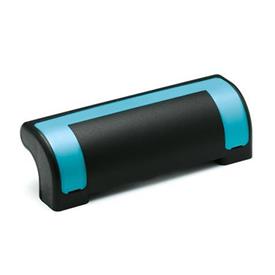 EN 630.2 Jaladeras de seguridad de protección de plástico tecnopolímero, con agujeros pasantes avellanados, Ergostyle® Color de la cubierta: DBL - Azul, RAL 5024, acabado brillante