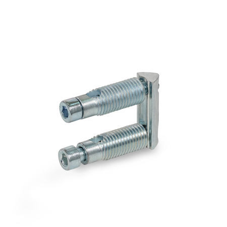 Automatic Connectors GN 23i: Steel, with Double T-Nut, for Aluminum Profiles (i-Modular System), Right-Angled Connection