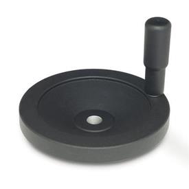 GN 323 Aluminum Solid Disk Handwheels, Black Powder Coated, with or without Revolving Handle Bore code: B - Without keyway<br />Type: R - With revolving handle