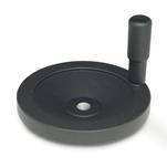 Aluminum Solid Disk Handwheels, Black Powder Coated, with or without Revolving Handle