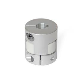 GN 2240 Aluminum Elastomer Jaw Couplings, with Clamping Hub, with Metric-Inch Bores Bore code: K - With keyway (from d<sub>1</sub> = 30 mm)<br />Hardness: WS - 92 Shore A, white