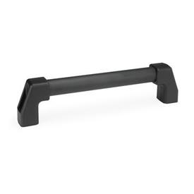 GN 667.2 Aluminum / Stainless Steel Tubular Grip Handles, End Pieces Plastic, Mounting from the Back Finish: SW - Black, RAL 9005, textured finish