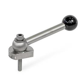 GN 918.5 Stainless Steel Eccentrical Cam Units, Radial Clamping, Screw from the Operator's Side Type: KVS - With ball lever, angular (serrations)<br />Clamping direction: L - By counter-clockwise rotation