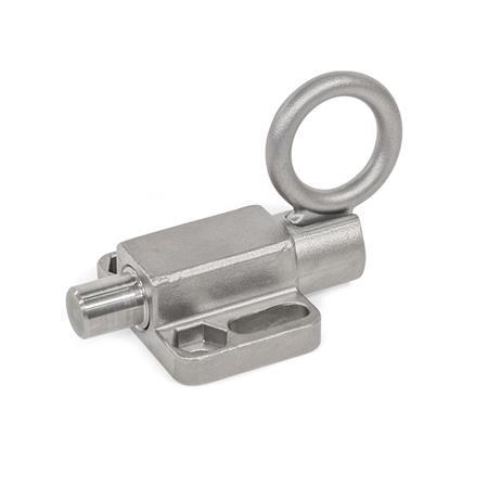 GN 722.6 Stainless Steel Indexing Plungers, Lock-Out, with Mounting Flange,  with Pull Ring