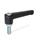 WN 302.2 Manijas ajustables rectas de nylon plastificado, tipo espárrago roscado, con componentes de acero zincado Color de la palanca: SW - Negro, RAL 9005, acabado texturizado
