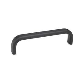 GN 668 Aluminum Cabinet U-Handles, with Tapped Holes or Top Mount Plates Type: A - Mounting from the back (tapped blind hole)<br />Finish: SW - Black, RAL 9005, textured finish