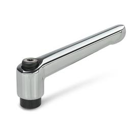 GN 300 Zinc Die-Cast Adjustable Levers, Tapped or Plain Bore Type, with Blackened Steel Components Color / Finish: CR - Chrome plated