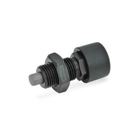 GN 514 Doigts d'indexage acier, avec mécanisme à courbe cardioïde (principe du stylo rétractable) Type: AK - Avec contre-écrou