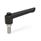 WN 303.1 Plastic Adjustable Levers, Threaded Stud Type, with Stainless Steel Components, with Push Button Lever color: SW - Black, RAL 9005, textured finish
Push button color: S - Black, RAL 9005