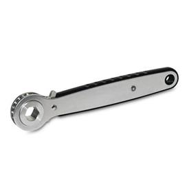 GN 318 Stainless Steel Ratchet Wrenches, with Through Hole / Blind Hole Type: A - Ratchet insert with through hole<br />Insert: SK