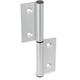 GN 2294 Aluminum Double Leaf Lift-Off Hinges, for Profile Systems / Panel Elements Type: A - Exterior hinge leafs<br />Identification: C - With countersunk holes<br />Bildzuordnung: 162