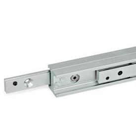 GN 2408 Steel Telescopic Linear Slides, with Full Extension, with Rails Connected in H-Shape Type: DD - Runner with countersunk hole on both sides