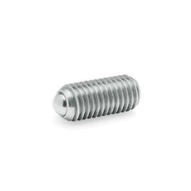 GN 615.3 Steel / Stainless Steel Ball Plungers, with Internal Hexagon Type: KN - Stainless steel, standard spring load