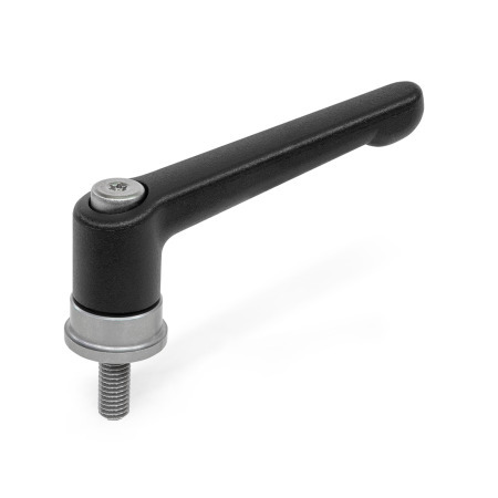 Manettes indexables GN 300.7: Zinc moulé sous pression, à goujon fileté, avec composants en inox, à force de serrage accrue