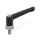 GN 300.7 Manijas ajustables de zinc fundido a presión, tipo espárrago roscado, con componentes de acero inoxidable, con fuerza de sujeción aumentada Color / Acabado: SW - Negro, RAL 9005, acabado texturizado