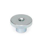 Steel Knurled Nuts, with Tapped Through Bore, Zinc Plated