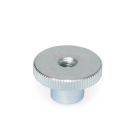 DIN 466 Steel Knurled Nuts, with Tapped Through Bore, Zinc Plated 