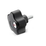 Technopolymer Plastic Safety Five-Lobed Knobs, with Steel Threaded Stud, Lockable