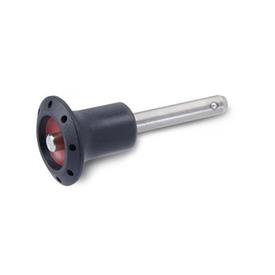 GN 113.6 Plastic Heavy Duty Ball Lock Pins, with Stainless Steel Shank AISI 630 