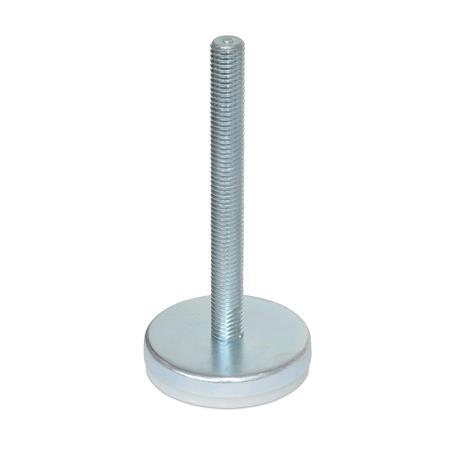  MIG Metric Size, Steel &quot;Glide-Rite&quot;™ Industrial Glides, Fixed Threaded Stud Type, with Plastic Pad 